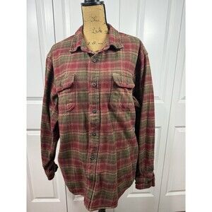 Mens Orvis Heavy Cotton Shacket With Pockets Red Plaid XXL